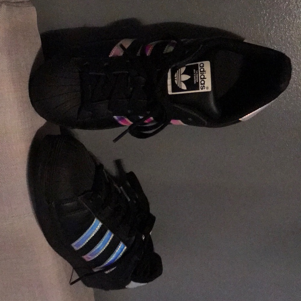 Holographic and black adidas